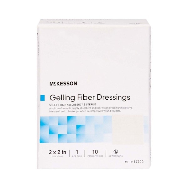 Mckesson Absorbent Gelling Fiber Dressing, 2 x 2 Inch, 87200, 100PK 1138625_CS - main
